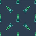 Line Dart arrow icon isolated seamless pattern on blue background. Vector