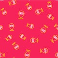 Line Data analysis icon isolated seamless pattern on red background. Business data analysis process, statistics. Charts