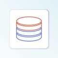 Line Database icon isolated on white background. Network databases, disc with progress bar. Backup concept. Colorful