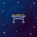 Line Dead body in the morgue icon on blue background. Colorful outline concept. Vector