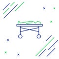 Line Dead body in the morgue icon on white background. Colorful outline concept. Vector