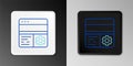 Line Debugging icon isolated on grey background. Debugging tool. Magnifying glass on bug programming. Testing and Royalty Free Stock Photo