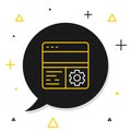 Line Debugging icon isolated on white background. Debugging tool. Magnifying glass on bug programming. Testing and Royalty Free Stock Photo