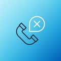 Line Declined or missed phone call icon isolated on blue background. Telephone handset. Phone sign. Colorful outline Royalty Free Stock Photo