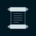 Line Decree, paper, parchment, scroll icon icon isolated on black background. Flat filled outline style with shadow