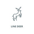 Line deer illustration vector line icon, linear concept, outline sign, symbol