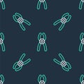 Line Dental pliers icon isolated seamless pattern on black background. Dental equipment. Vector Royalty Free Stock Photo