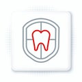 Line Dental protection icon isolated on white background. Tooth on shield logo. Colorful outline concept. Vector Royalty Free Stock Photo
