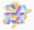 Line design 3D cubes and triangles abstract background, polygonal low poly isometric retro style template. Stripy graphic element