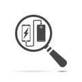 Line design graphic image concept of icon of phone charging from portable battery or powerbank on white background