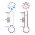 Line design of Thermometer measuring heat and cold