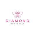 Line diamond with butterfly logo design vector graphic symbol icon illustration creative idea Royalty Free Stock Photo