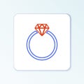 Line Diamond engagement ring icon isolated on white background. Colorful outline concept. Vector Royalty Free Stock Photo