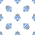 Line Diamond icon isolated seamless pattern on white background. Jewelry symbol. Gem stone. Colorful outline concept Royalty Free Stock Photo