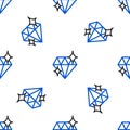 Line Diamond icon isolated seamless pattern on white background. Jewelry symbol. Gem stone. 8 March. International Happy Royalty Free Stock Photo