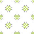 Line Diamond icon isolated seamless pattern on white background. Jewelry symbol. Gem stone. Vector Royalty Free Stock Photo