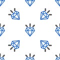 Line Diamond teeth icon isolated seamless pattern on white background. Colorful outline concept. Vector Royalty Free Stock Photo