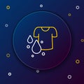 Line Dirty t-shirt icon isolated on blue background. Colorful outline concept. Vector