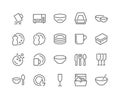 Line Dish and Plates Icons