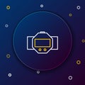 Line Diving watch icon isolated on blue background. Diving underwater equipment. Colorful outline concept. Vector Royalty Free Stock Photo