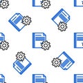 Line Document settings with gears icon isolated seamless pattern on white background. Software update, transfer protocol Royalty Free Stock Photo