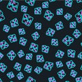 Line Domino icon isolated seamless pattern on black background. Vector