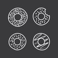 Line donut icons set black on white background