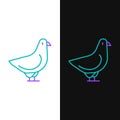 Line Dove icon isolated on white and black background. Colorful outline concept. Vector Royalty Free Stock Photo