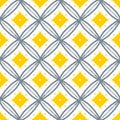 Line draw yellow folk pattern. Yellow diamond with black line vector background.