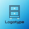 Line Drawer with documents icon isolated on blue background. Archive papers drawer. File Cabinet Drawer. Office