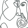 Line drawing of African savannah elephant - generative AI