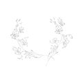 Line Drawing Botanical Wreath. Herbs and florals 16