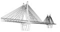 Line drawing of a cable-stayed bridge with two prominent towers supported by Royalty Free Stock Photo