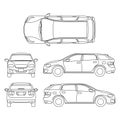 Line drawing of car white vehicle, vector computer art Royalty Free Stock Photo