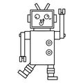 line drawing cartoon crazy robot