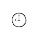 Line drawing Clock icon with doodle hand drawn style on white background