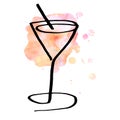 A line drawing of a cocktail with a watercolour texture, a vector