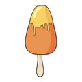 Handdrawn yellow and orange icecream icon. Isolated vector icon. Vector colorful cartoon illustration. Flat style.