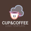 Line drawing of cup of coffee with smile Royalty Free Stock Photo