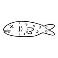 line drawing doodle of a dead fish