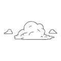 line drawing doodle of white large clouds