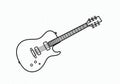Line drawing of an electric guitar with a single cutaway design. Royalty Free Stock Photo