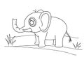 Line Drawing Elephant And Grass For Kids Painting Art Study