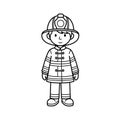 Firefighter helmet uniform show courage and readiness coloring page Royalty Free Stock Photo