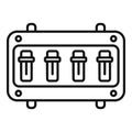 Electric fuse box icon showing four fuses for overload protection
