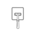 Line drawing of a hand mirror with a rectangular reflective surface and Royalty Free Stock Photo