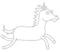 Line drawing of happy unicorn