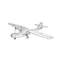 Consolidated Pby Catalina Flying Boat Patrol Bomber and Amphibious Aircraft Line Drawing Royalty Free Stock Photo