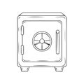Line Drawing Illustration of Secure Steel Safe with Combination Lock for Storage and Protection Royalty Free Stock Photo