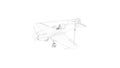 Line drawing illustration of a world war two fighter airplane